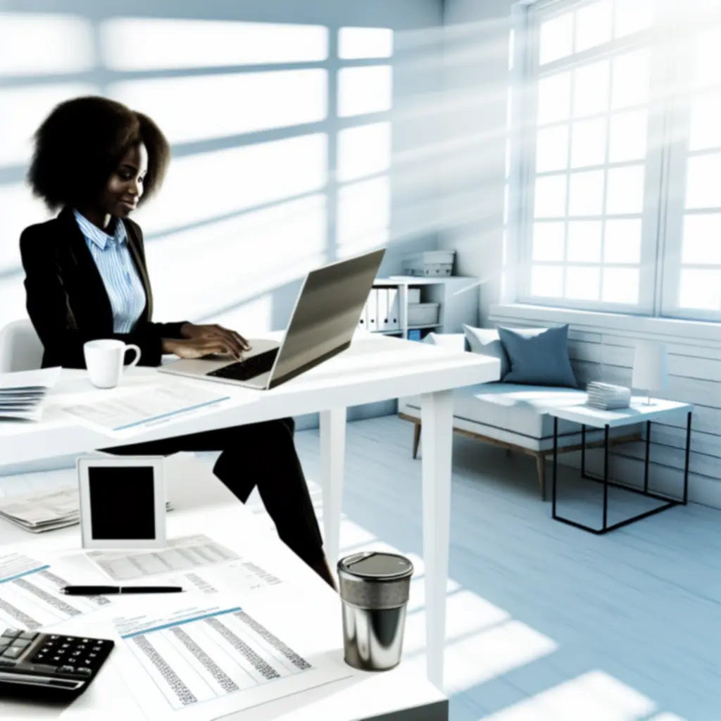 Bureau d’expert-comptable moderne en France avec documents financiers organisés