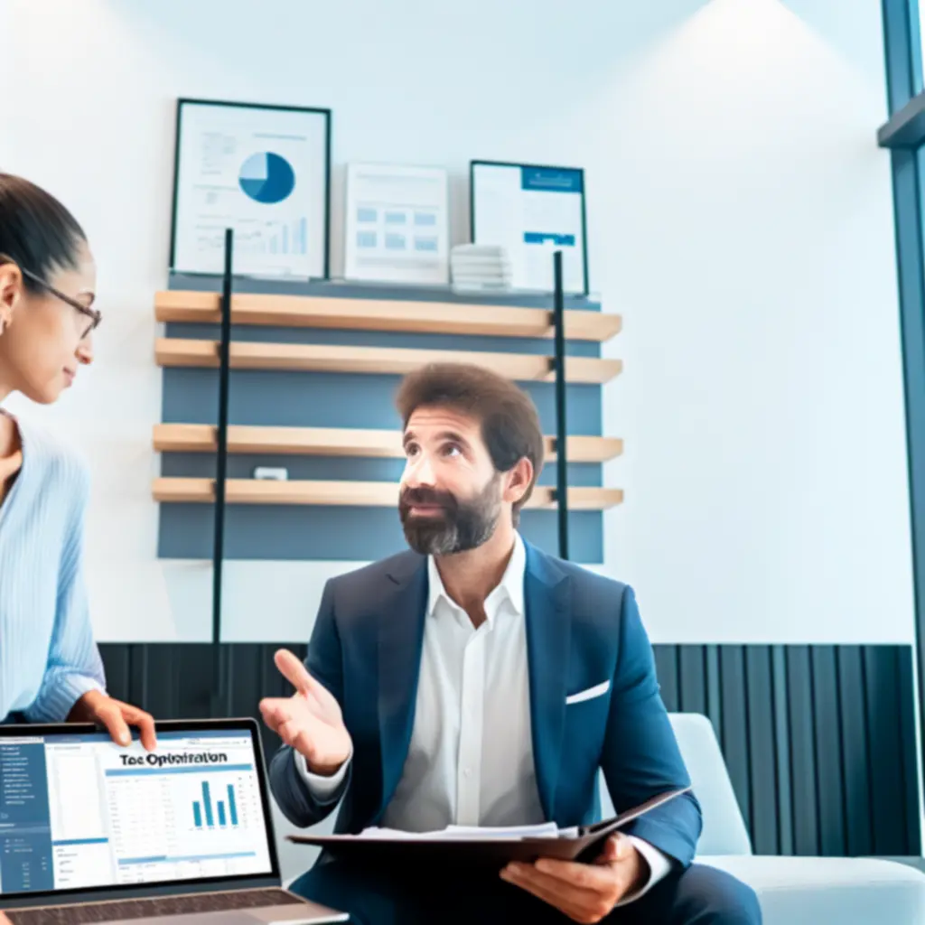 Illustration d'optimisation fiscale pour PME avec tableaux et indicateurs de performance