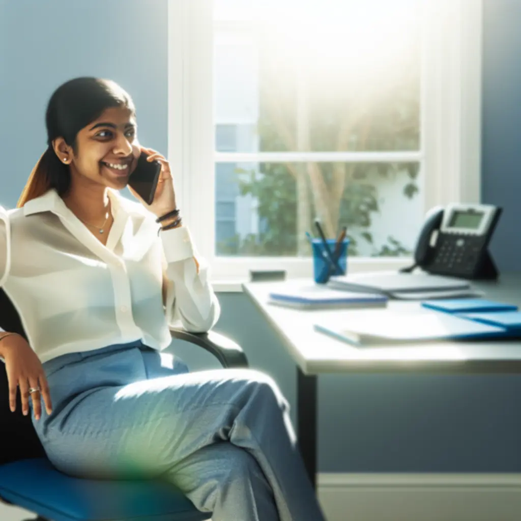 Entrepreneur appelant un conseiller comptable dans un bureau moderne