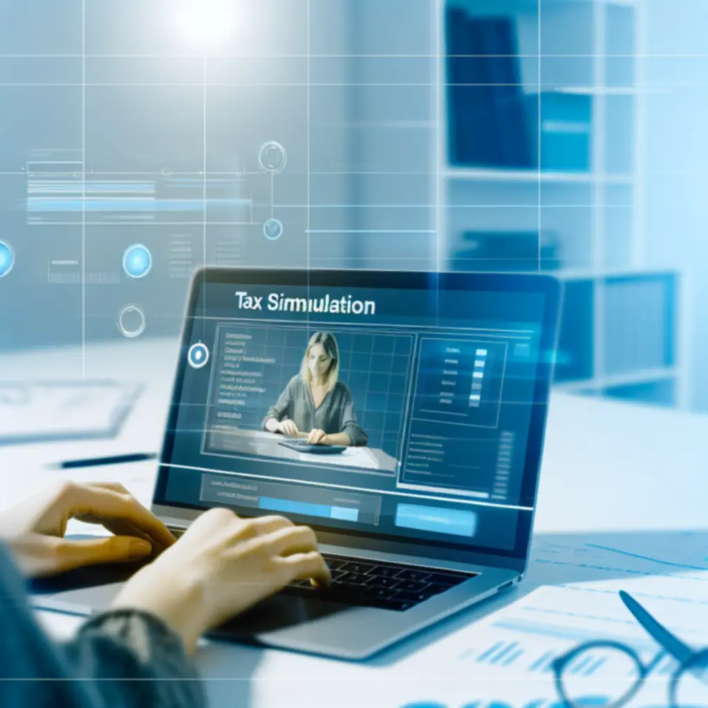 Simulation d'impôts pour entrepreneur sur un tableau de bord interactif