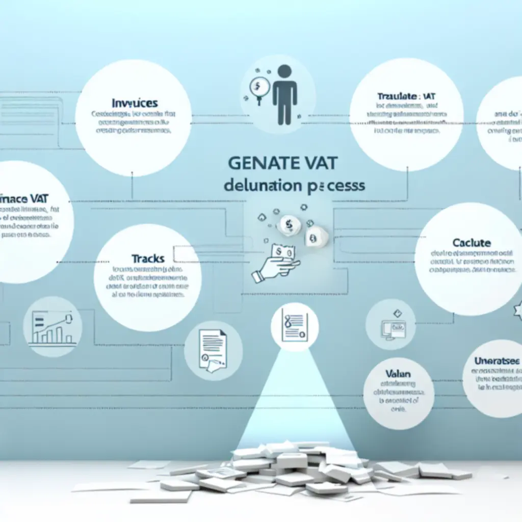 Infographie du processus français de déclaration de TVA, de la facturation au télépaiement